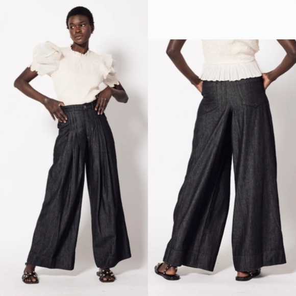 New Cleobella Garret High Waist Pleated Super Wide Leg Palazzo Trouser Jeans - Picture 1 of 14